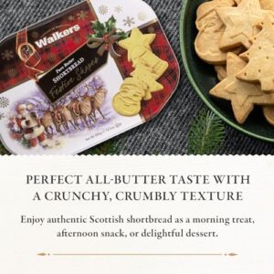 Walker’s Assorted Shortbread Cookies in Festive Shapes– Shortbread Cookie Tin (12.6 oz) - Includes Christmas Tree, Bell, Star and Santa Claus Shaped Christmas Cookies in Tin