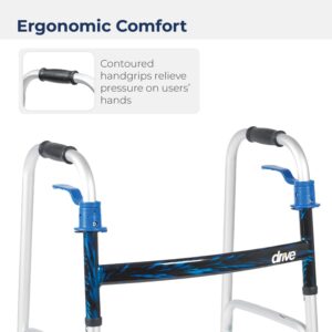 Drive Medical 10226-1 Trigger Release Folding Walker, Brushed Steel