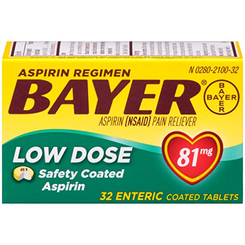 Bayer Aspirin Low Dose 81 mg, Enteric Coated Tablets, Doctor Recommended, Secondary Prevention of Cardiovascular Disease, 32 Safety Coated Tablets