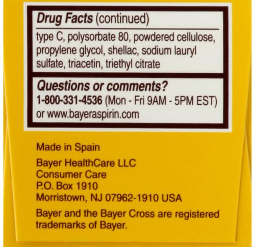 Bayer Aspirin Low Dose 81 mg, Enteric Coated Tablets, Doctor Recommended, Secondary Prevention of Cardiovascular Disease, 32 Safety Coated Tablets