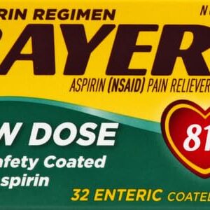 Bayer Aspirin Low Dose 81 mg, Enteric Coated Tablets, Doctor Recommended, Secondary Prevention of Cardiovascular Disease, 32 Safety Coated Tablets