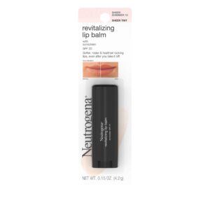 neutrogena revitalizing and moisturizing tinted lip balm with sun protective broad spectrum spf 20 sunscreen, lip soothing balm with a sheer tint in color sheer shimmer 10,.15 oz