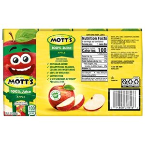 Mott's 100% Original Apple Juice, 6.75 Fl Oz Boxes, 32 Count (4 Packs Of 8), 2 Servings Of Fruit, 100% Fruit Juice, Gluten-free, Caffeine-free, Kosher, Contains No Artificial Colors Or Sweeteners