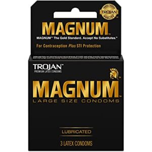 Trojan Magnum Condoms Large Lubricated Latex - 3 ct, Pack of 5