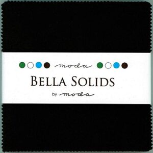 Bella Solids Blacks Moda Charm Pack by Moda Fabrics; 42-5" Quilt Squares