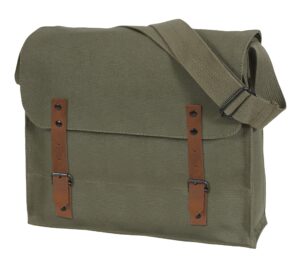 rothco canvas medic bag crossbody shoulder bag with leather closing straps, olive drab