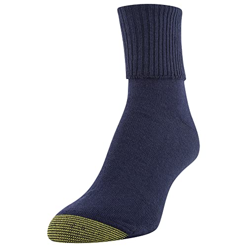 GOLDTOE Women's Classic Turn Cuff Socks, Multipairs, Grey/Blue Mix (6-Pairs), Medium