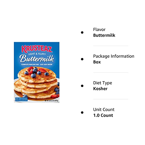 Krusteaz Light Fluffy Pancake Mix No Artificial Flavors Colors or Preservatives Buttermilk, 32 Ounce (Pack of 12)