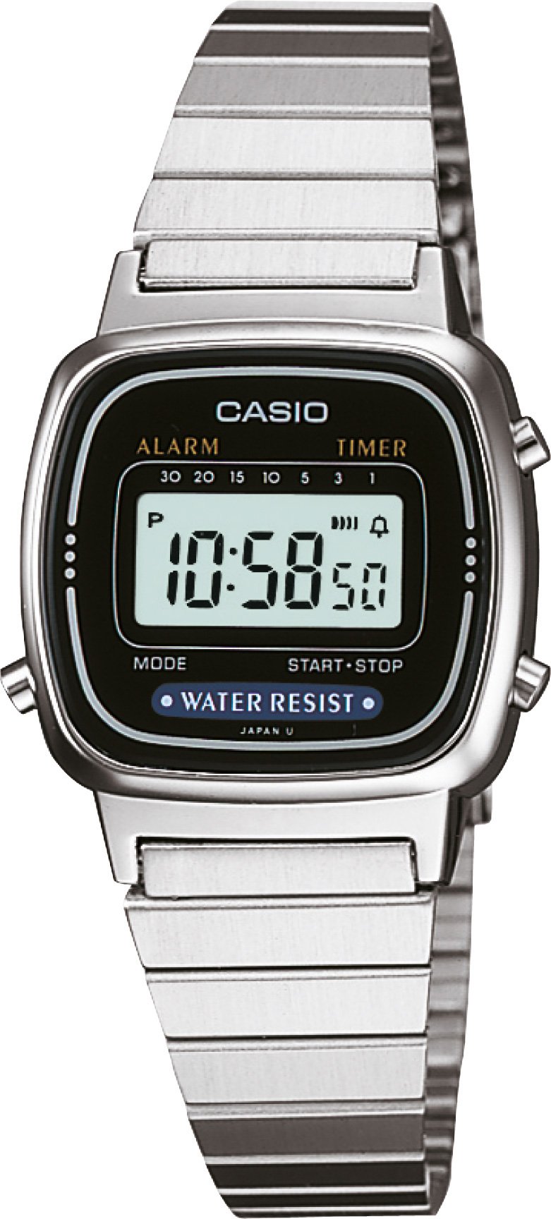 Casio Ladies digital with stainless steel wrist watch LA670W, Grey/Grey, 547yds/12lb(5.44kg) 0.25mm, Bracelet