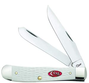 case wr xx pocket knife sparxx white jigged synthetic trapper item #60182 - (6254 ss) - length closed: 4 1/8 inches