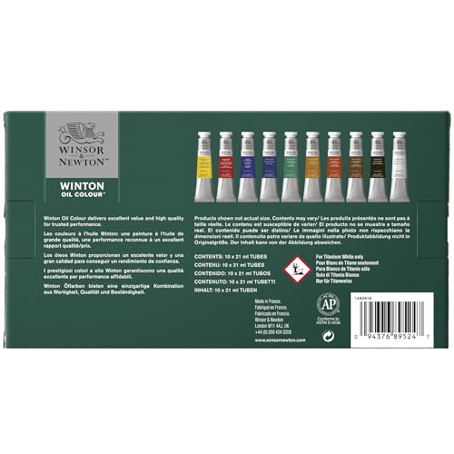 Winsor & Newton Winton Oil Color Paint, Basic Set, 10 x 21ml Tubes