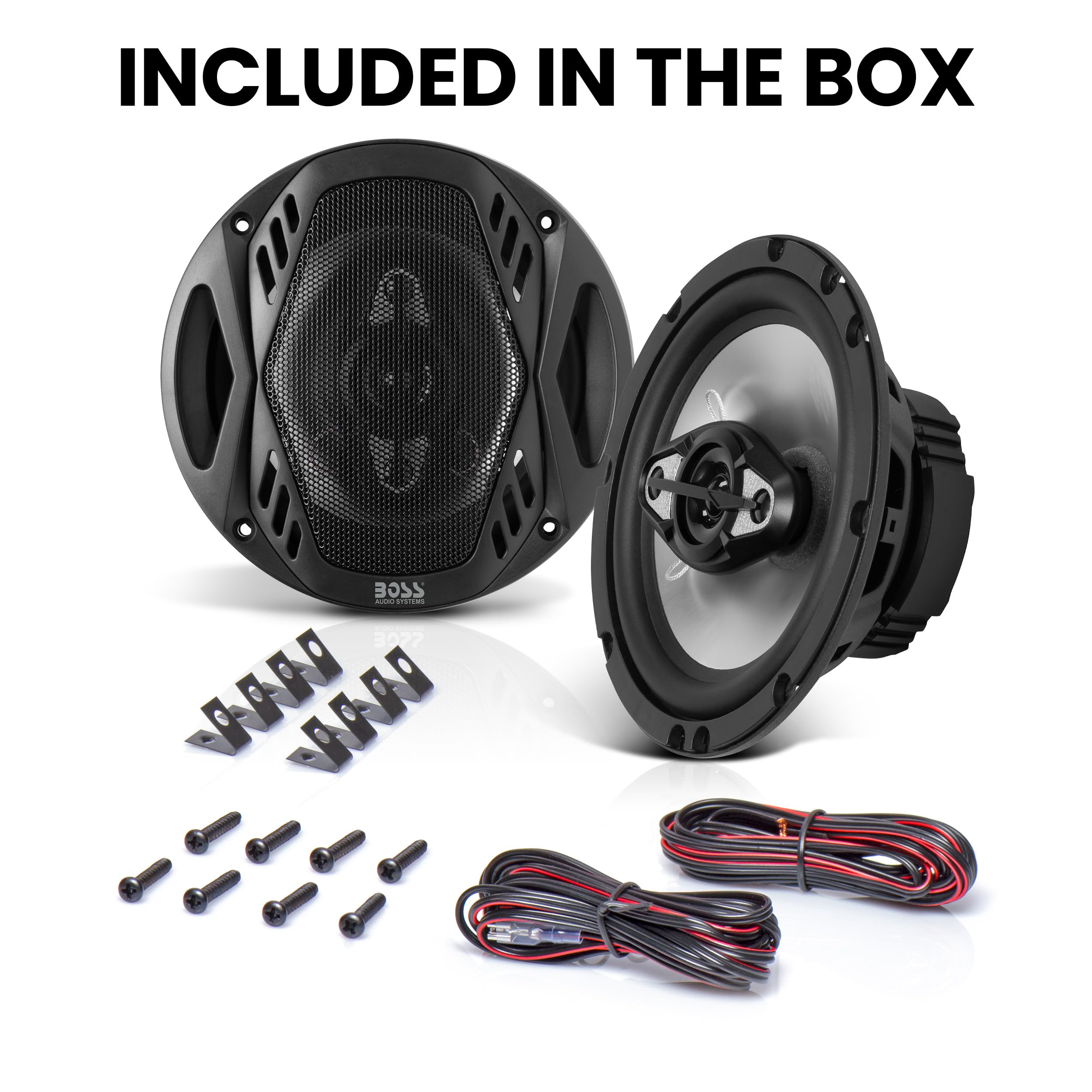 BOSS Audio Systems NX654 Onyx Series 6.5 Inch Car Door Speakers - 400 Watts (per pair), Coaxial, 4 Way, Full Range, 4 Ohms, Sold in Pairs, Bocinas Para Carro