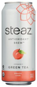 steaz organic iced green tea, peach, 16 oz