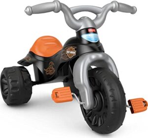 fisher-price harley-davidson toddler tricycle tough trike bike with handlebar grips and storage for kids (amazon exclusive)