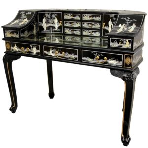 oriental furniture black lacquer ladies desk w/ mother of pearl