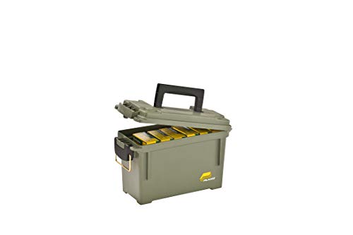 Plano Field Ammo Box, OD Green, Lockable Ammunition Storage Box with Heavy-Duty Carry Handle, Small Plastic Ammo Storage, Water-Resistant Protection, Holds 6-8 Boxes of Ammo