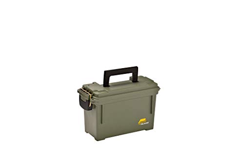 Plano Field Ammo Box, OD Green, Lockable Ammunition Storage Box with Heavy-Duty Carry Handle, Small Plastic Ammo Storage, Water-Resistant Protection, Holds 6-8 Boxes of Ammo