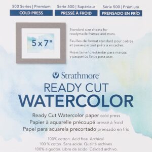 Strathmore 140-205 Ready Cut Watercolor, Cold Press, 5" x 7", White, 25 Sheets,Multicolor