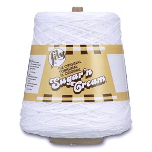 lily sugar'n cream cotton cone yarn, white , 1 cone, 14 oz (pack of 1)