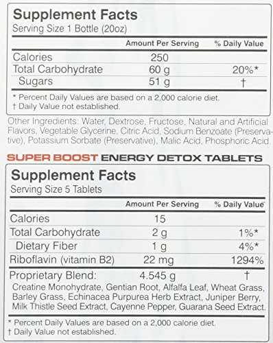 Herbal Clean QCarbo 20 Same-Day Premium Detox Drink, Strawberry Mango Flavor, 20 Fl Oz, and Tablets, 5 Count