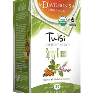 Davidson's Organics, Tulsi Spicy Green, 25-count Tea Bags, Pack of 6