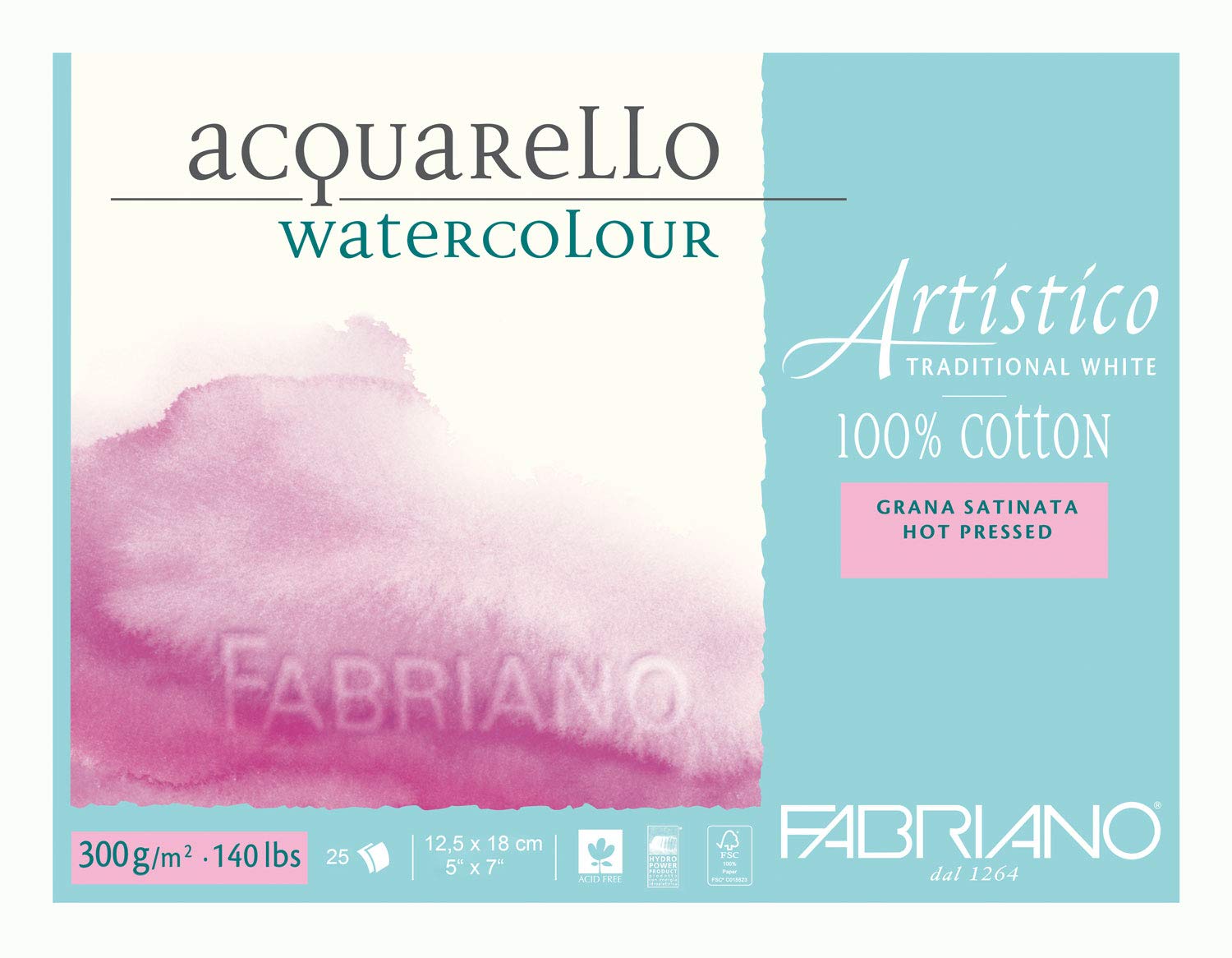 Fabriano ATW BL Echtbuetten Watercolour Paper Hahn Emuehl 4CO 5 x 7-inch, White