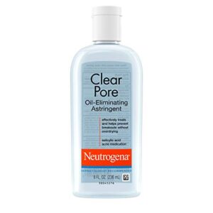 neutrogena clear pore oil-eliminating astringent with salicylic acid, pore clearing treatment for acne-prone skin, 8 fl. oz (pack of 2)