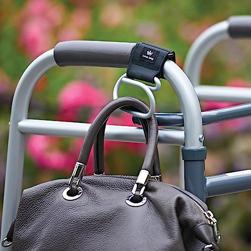 Think King Jumbo Swirly Hook for Strollers/Walkers, Brushed Aluminum/Black