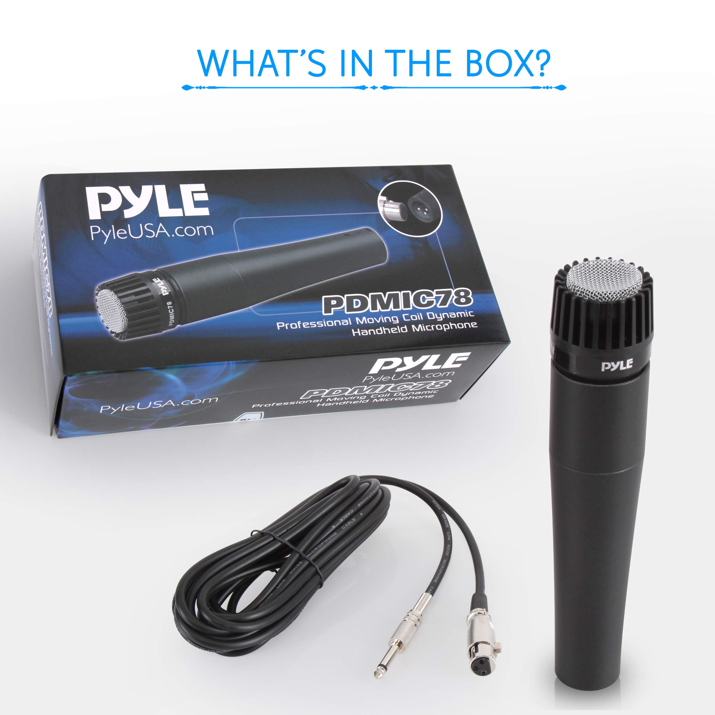 PylePro Dynamic Handheld Microphone, Professional Moving Coil Mic with Built-in Pop Filter, Wide Frequency Response, High Signal Output, Rugged Design, Low Noise Circuitry, 15' ft. XLR Cable Included