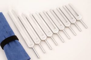 solfeggio tuning forks for healing by omnivos for sound therapy, chakra healing, includes the 528 hz tuning fork, made in the usa