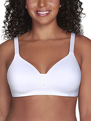 Vanity Fair Womens Full Figure Beauty Back Smoothing Bra, 4-way Stretch Fabric, Lightly Lined Cups Up To H Bra, Wirefree - White, 40D US