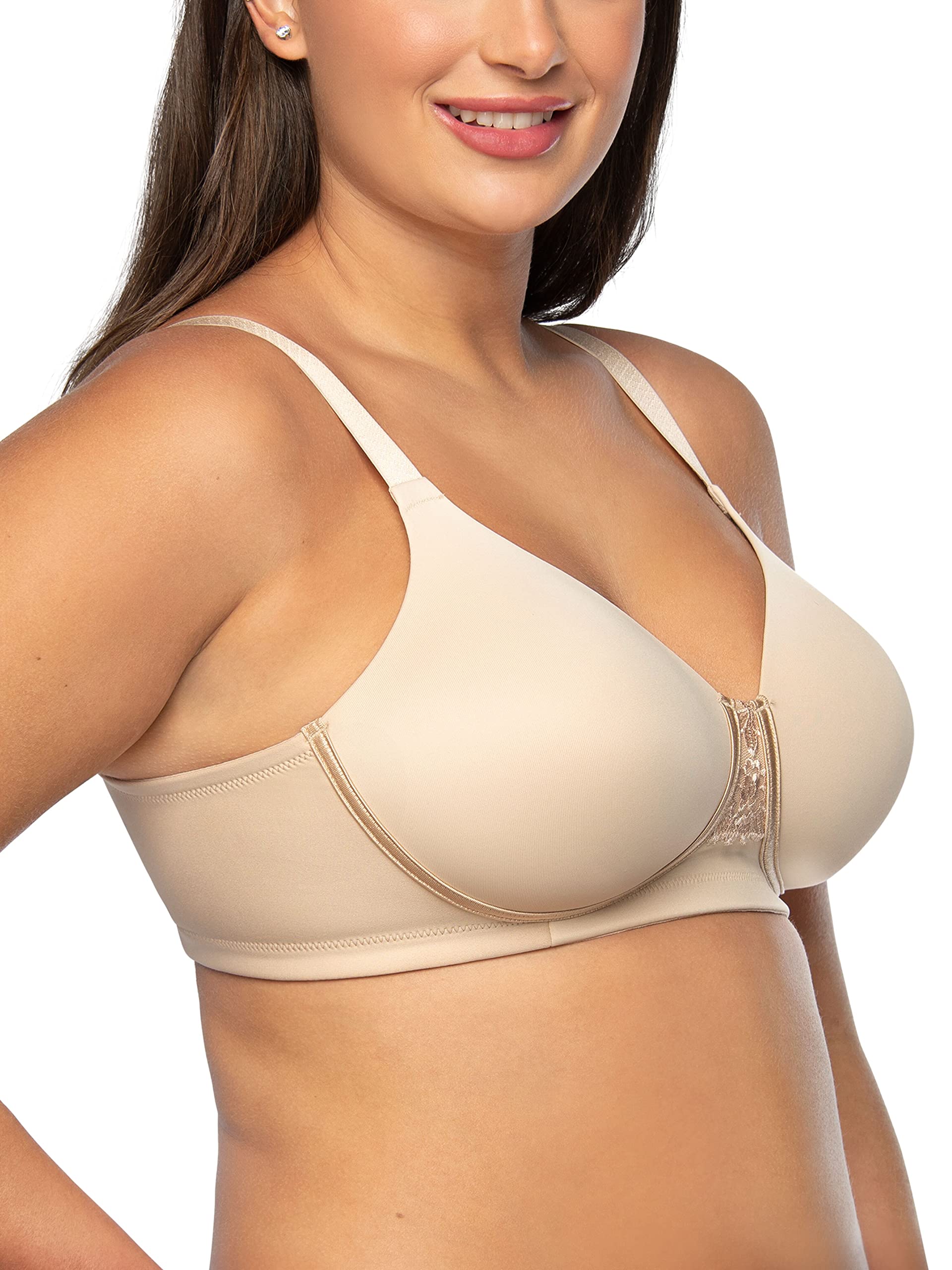 Vanity Fair Womens Full Figure Beauty Back Smoothing Bra, 4-way Stretch Fabric, Lightly Lined Cups Up To H Bra, Wirefree - Beige, 42C US