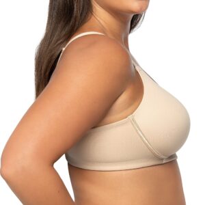 Vanity Fair Womens Full Figure Beauty Back Smoothing Bra, 4-way Stretch Fabric, Lightly Lined Cups Up To H Bra, Wirefree - Beige, 42C US