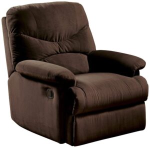 microfiber glider recliner in chocolate by acme furniture