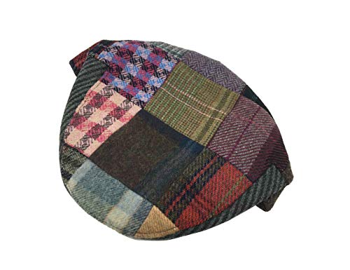 Biddy Murphy Irish Hats for Men Men's Flat Irish Hat Patchwork 100% Wool Made in Ireland Medium Multicolor