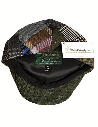 Biddy Murphy Irish Hats for Men Men's Flat Irish Hat Patchwork 100% Wool Made in Ireland Medium Multicolor