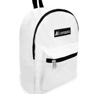 Everest Luggage Basic Backpack, White, Medium