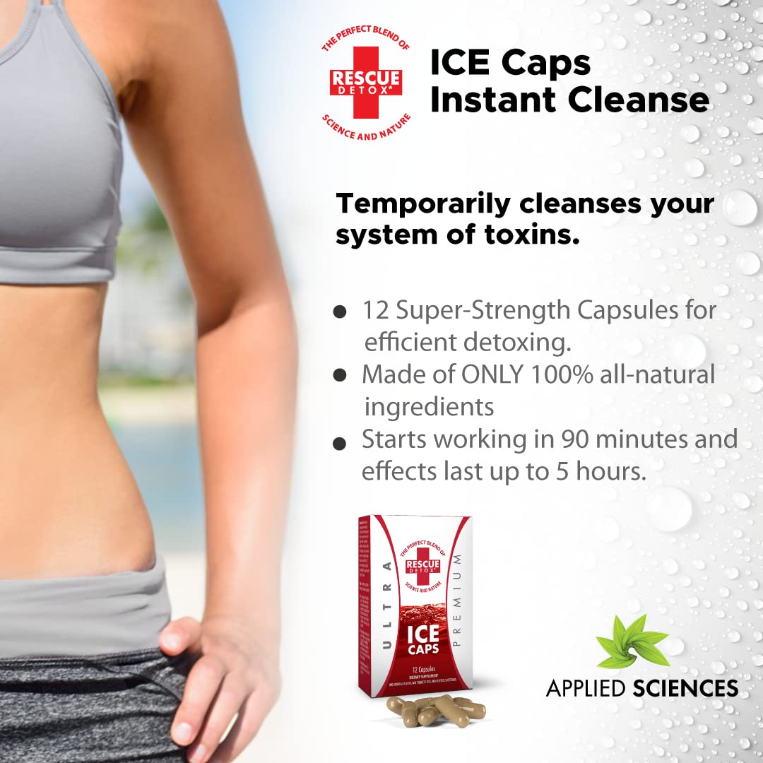 Rescue Detox ICE CAPS - 12ct | Concentrated Cleansing Capsules - Works in 90 Minutes Up to 5 Hours