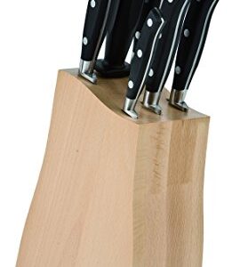 ARCOS Forged Block Knife Set 6 piece Nitrum Stainless Steel. 4055 gr. Multi-use Cooking Knife for Cutting Meat and Vegetables. Ergonomic Polyoxymethylene POM Handle. Series Riviera. Color Black.