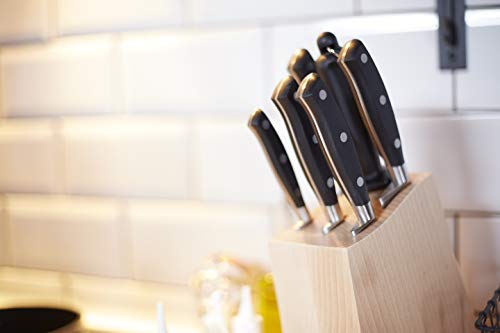 ARCOS Forged Block Knife Set 6 piece Nitrum Stainless Steel. 4055 gr. Multi-use Cooking Knife for Cutting Meat and Vegetables. Ergonomic Polyoxymethylene POM Handle. Series Riviera. Color Black.