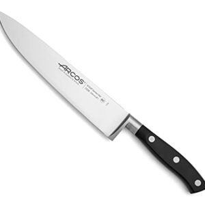 ARCOS Forged Block Knife Set 6 piece Nitrum Stainless Steel. 4055 gr. Multi-use Cooking Knife for Cutting Meat and Vegetables. Ergonomic Polyoxymethylene POM Handle. Series Riviera. Color Black.