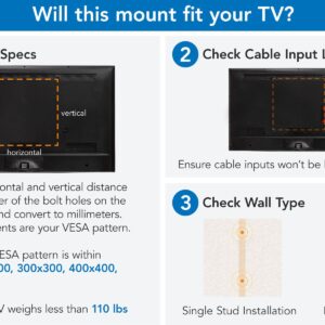 Mount-It! TV Wall Mount Landscape to Portrait Rotation, Fixed Mounting Bracket, Low-Profile for Samsung, Sony, Toshiba, Sharp, LG, Element, Westinghouse, TCL 32 to 60 Inch (Some 70") TVs, 110 lbs