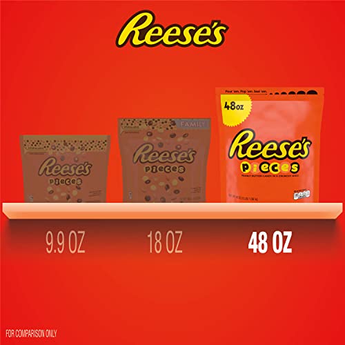 REESE'S PIECES Peanut Butter In a Crunchy Shell, Candy Bulk Bag, 48 oz