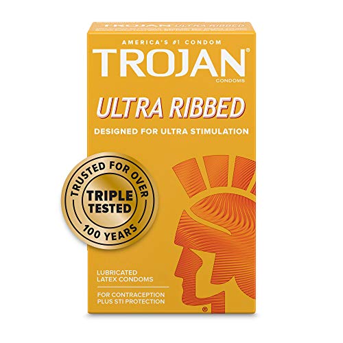 TROJAN Stimulations Ultra Ribbed Spermicidal Condoms, 12 Count