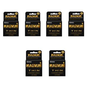 trojan 3's magnum thin ultra smooth lubricant condoms (pack of 6)