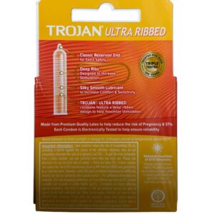 Trojan 3's Brown Ribbed Lubricated Condoms (Pack of 6)