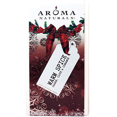 Aroma Naturals Holiday Orange, Clove and Cinnamon Essential Oil Scented Pillar Candle, Warm Spice, 2.5 inch x 4 inch