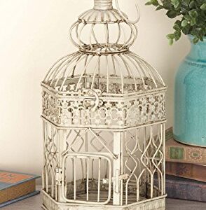 Deco 79 66520 Inch, Set of 2 Metal Bird Cage, 21", 18"H, Cream, 2 Count