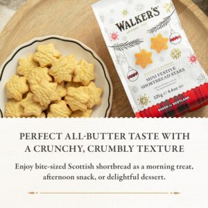 Walker’s Mini Festive Shortbread Cookies - Pack of 6 Holiday Shortbread Cookie Bags (4.4 oz) – Includes Mini Star-Shaped Christmas Cookies