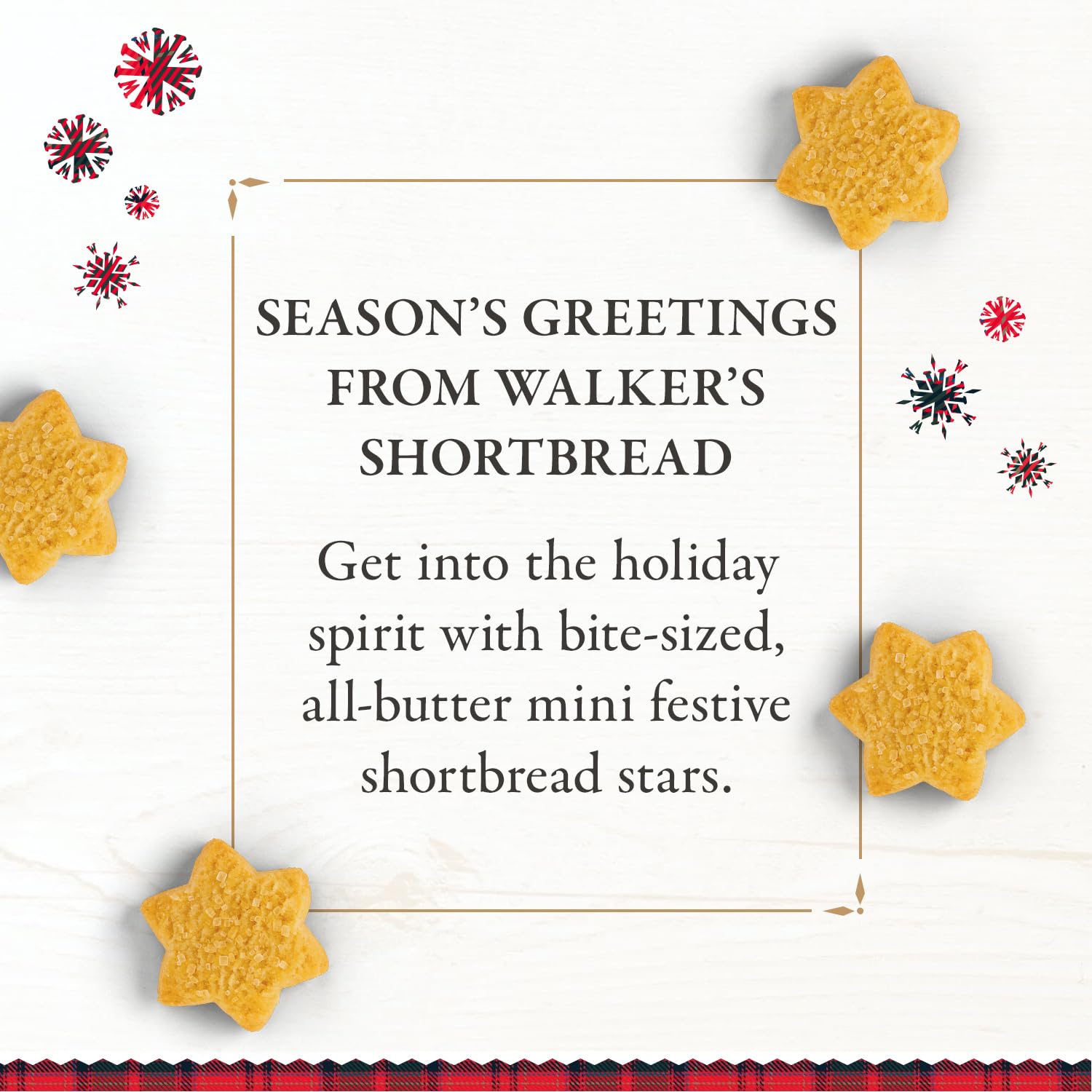 Walker’s Mini Festive Shortbread Cookies - Pack of 6 Holiday Shortbread Cookie Bags (4.4 oz) – Includes Mini Star-Shaped Christmas Cookies